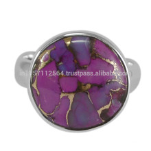 Gemme turquoise en cuivre violet unique avec anneau simple en argent sterling 925 au meilleur prix